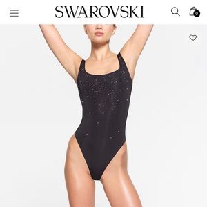 SOLD _ SKIMS X SWAROVSKI BLACK TANK BODYSUIT